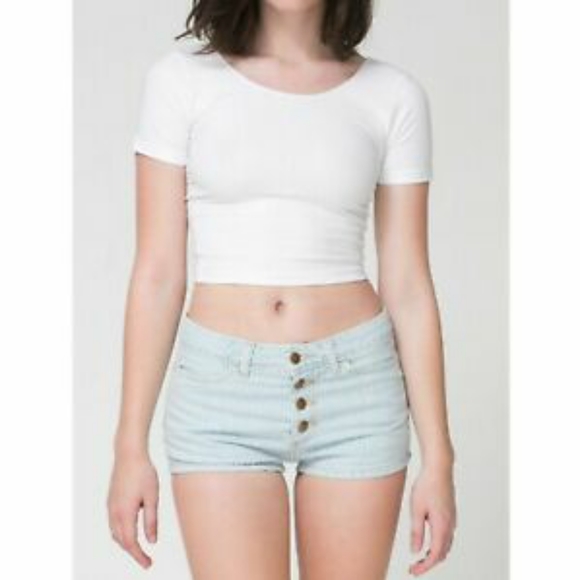 American Apparel Button Fly Denim Shorts - Picture 2 of 12